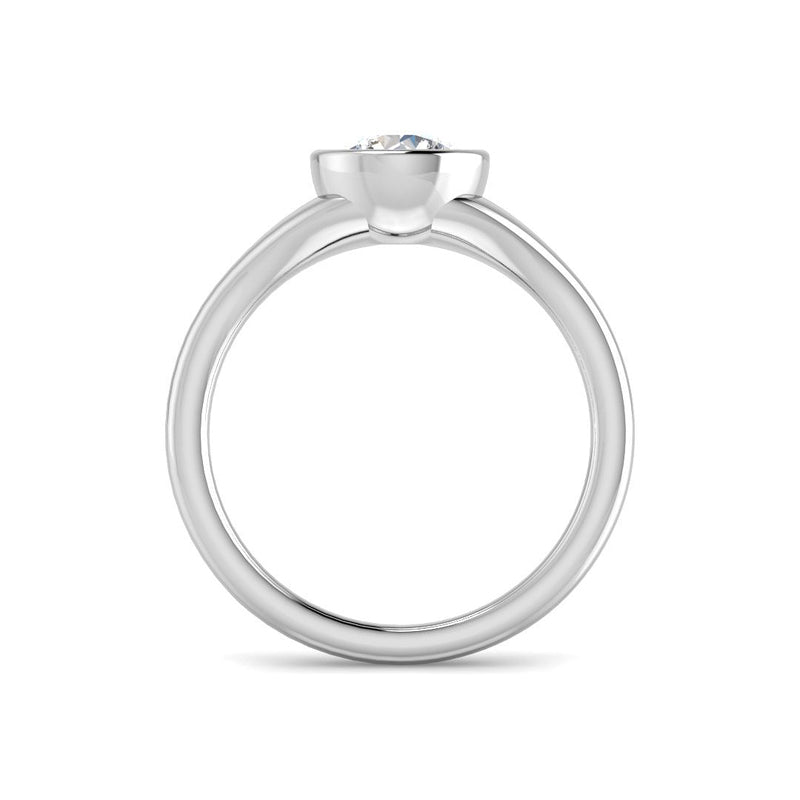 Bezel Set Solitaire in Bathtub Setting (White Gold)