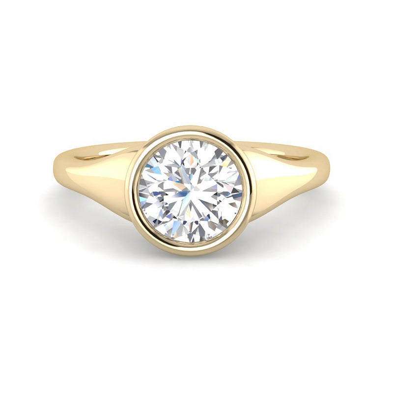 Bezel Set Solitaire in Bathtub Setting (Yellow Gold)
