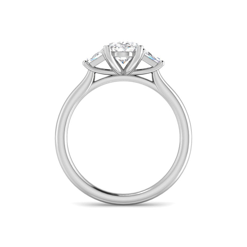 Trilogy Oval Solitaire w. Trapezoids (White Gold)