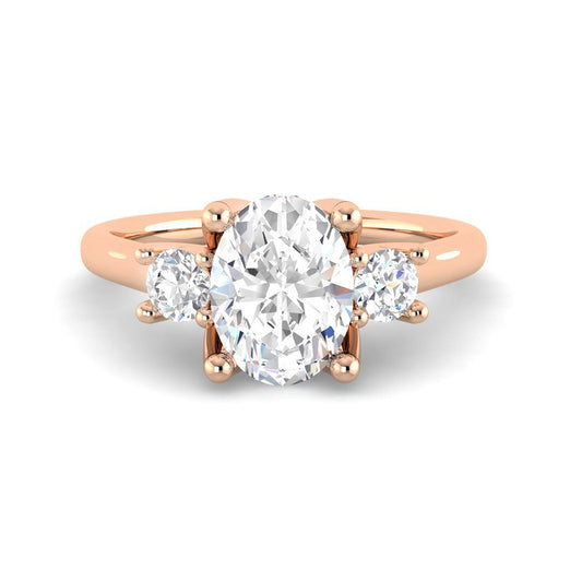 Trilogy Oval Solitaire w. Round Accent Stones (Rose Gold)