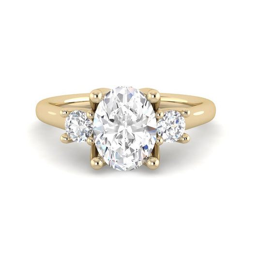 Trilogy Oval Solitaire w. Round Accent Stones (Yellow Gold)