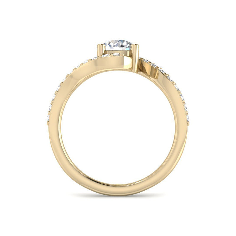 Round Solitaire w. Organic Diamond Band (Yellow Gold)