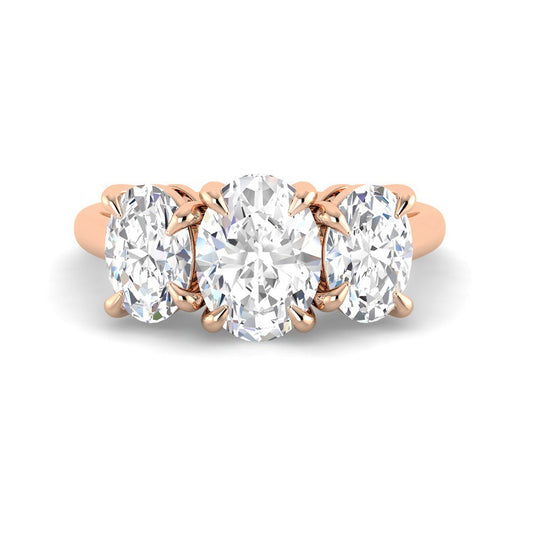 Trilogy Oval Solitaire w. Oval Accent Stones (Rose Gold)