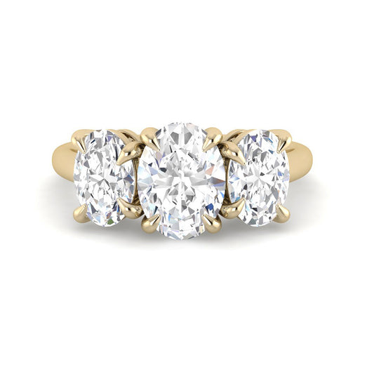 Trilogy Oval Solitaire w. Oval Accent Stones (Yellow Gold)