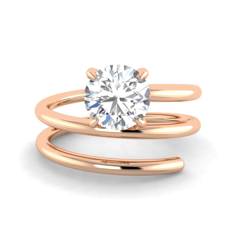 Round Solitaire w. Spiral Band (Rose Gold)