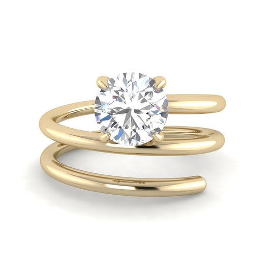 Round Solitaire w. Spiral Band (Yellow Gold)