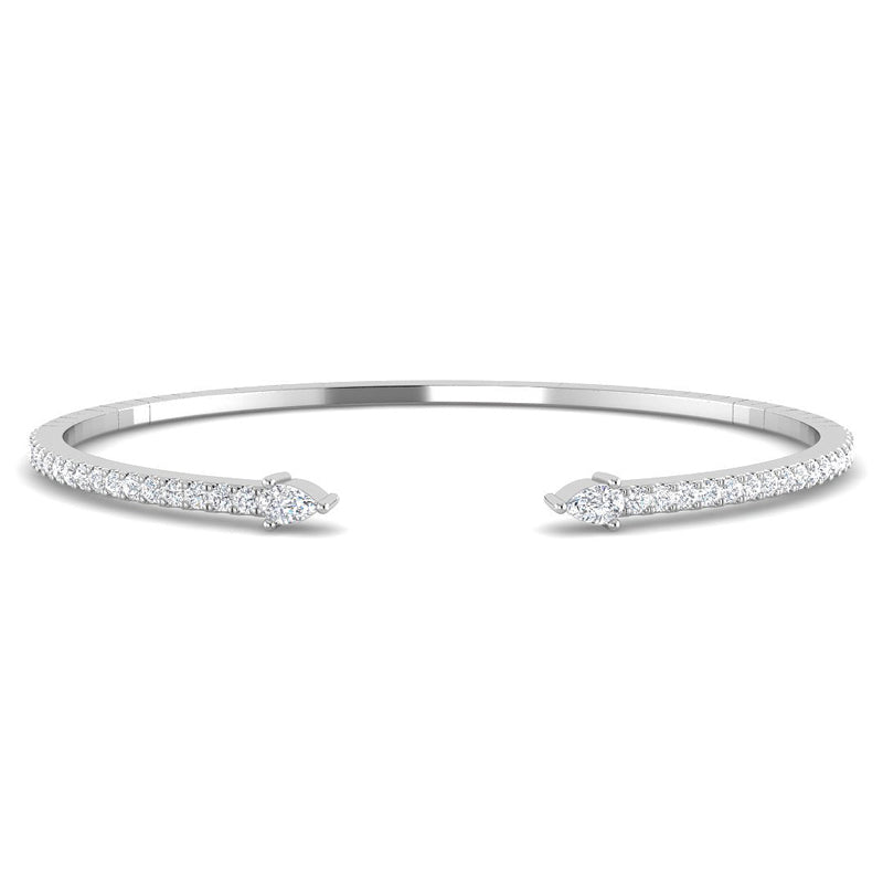Bangle w. Pear Diamonds (White Gold)