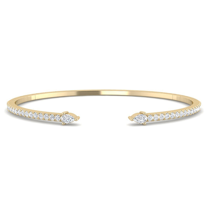 Bangle w. Pear Diamonds (Yellow Gold)