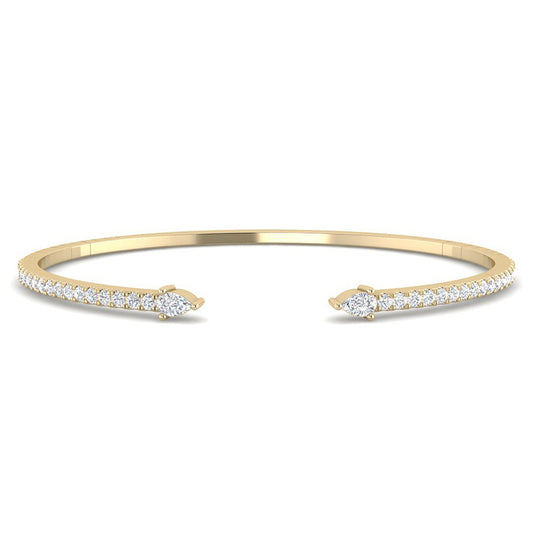 Bangle w. Pear Diamonds (Yellow Gold)