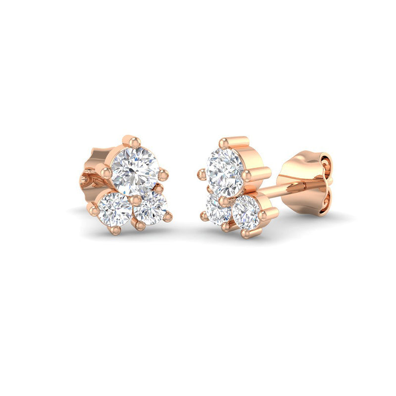 Cluster Diamond Ear Studs (Rose Gold)