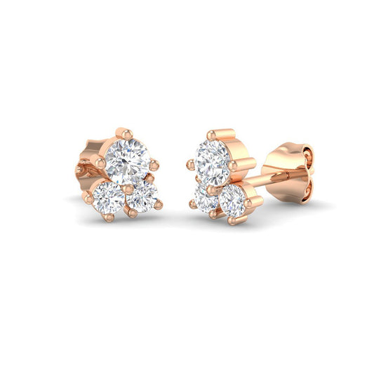 Cluster Diamond Ear Studs (Rose Gold)