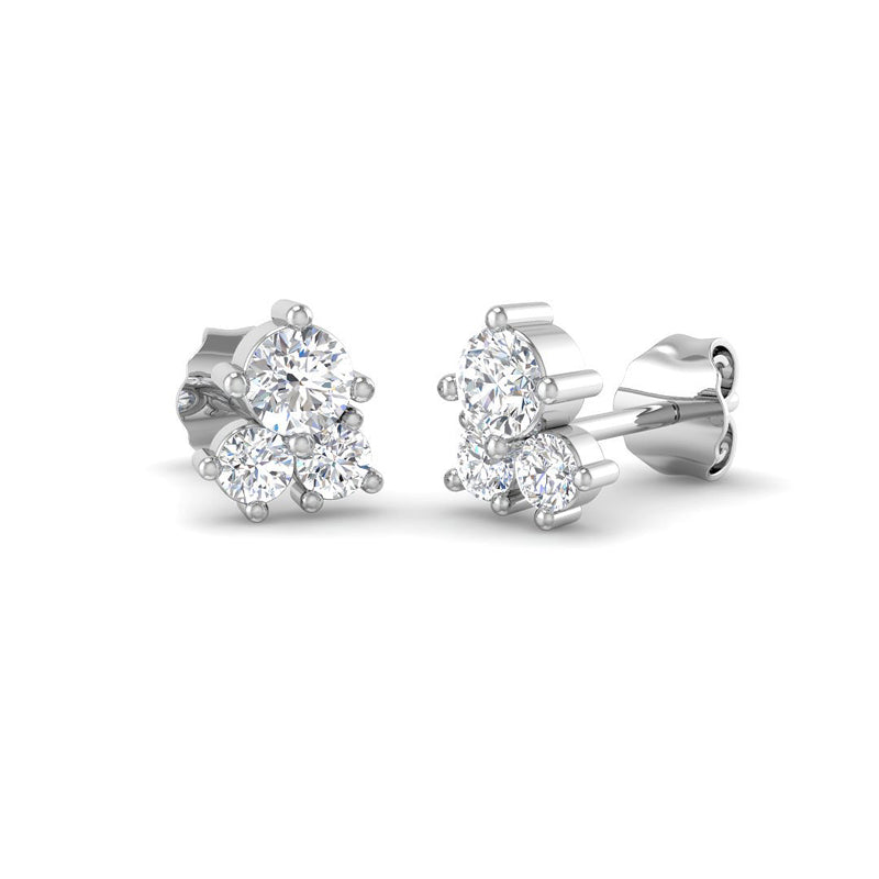Cluster Diamond Ear Studs (White Gold)