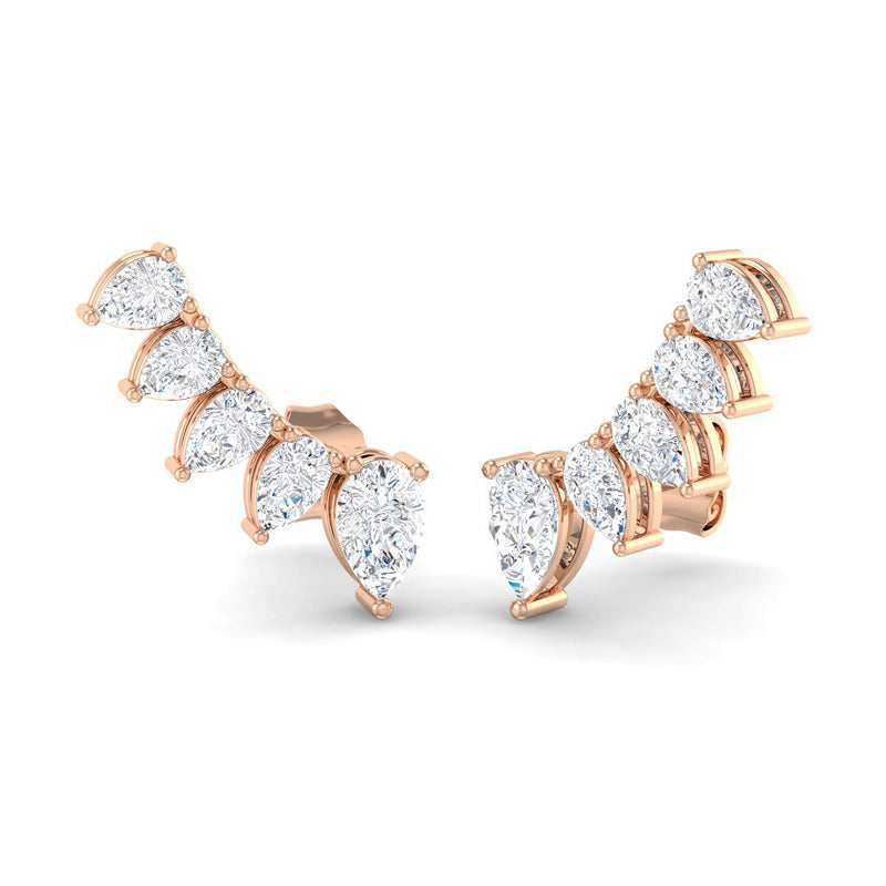 Pear-Shaped Diamond Ear Climbers (Rose Gold)