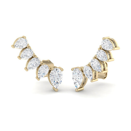 Pear-Shaped Diamond Ear Climbers (Yellow Gold)