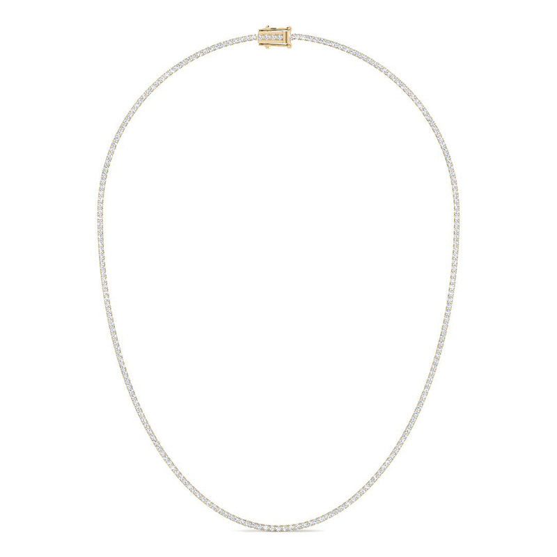 Tennis Necklace w. Round Diamonds (Yellow Gold)