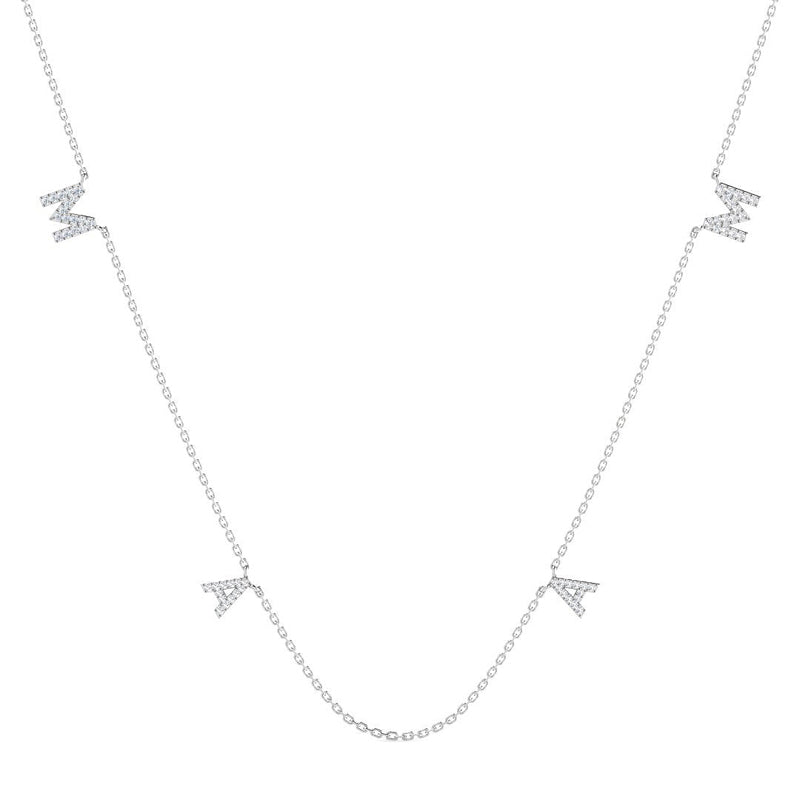 Mama Necklace w. Diamonds (White Gold)