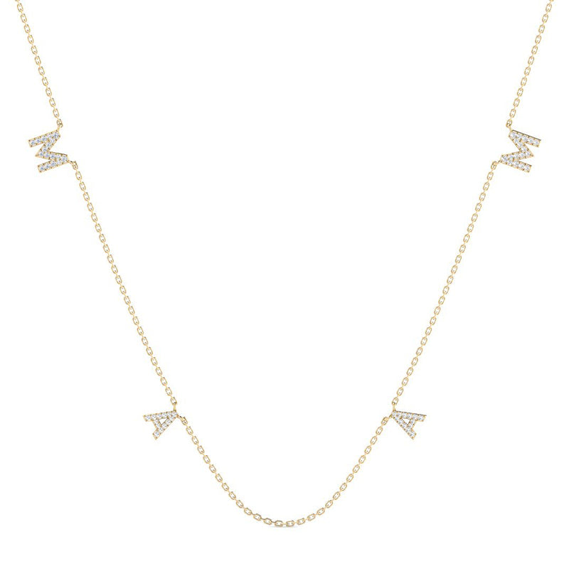 Mama Necklace w. Diamonds (Yellow Gold)