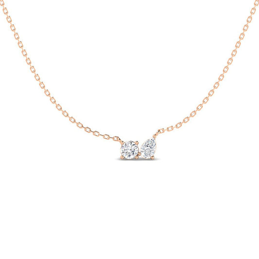 Moi & Toi Necklace w. Pear and Round Diamonds (Rose Gold)
