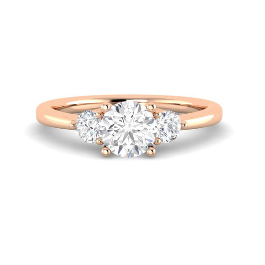 Trilogy Round Diamond Engagement Ring (Rose Gold)