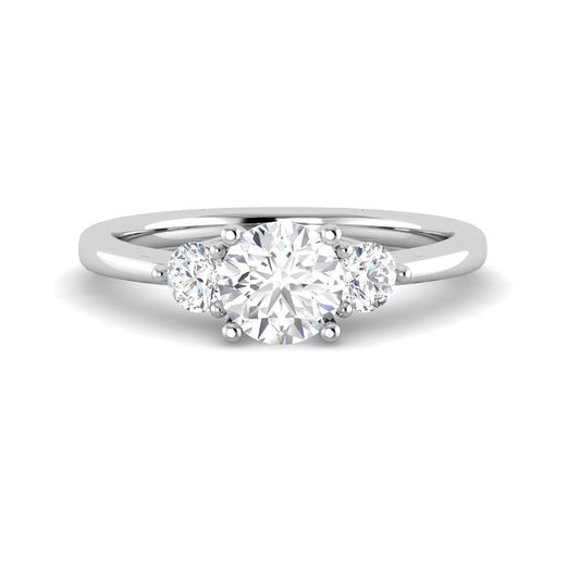 Trilogy Round Diamond Engagement Ring (White Gold)
