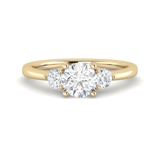 Trilogy Round Diamond Engagement Ring (Yellow Gold)