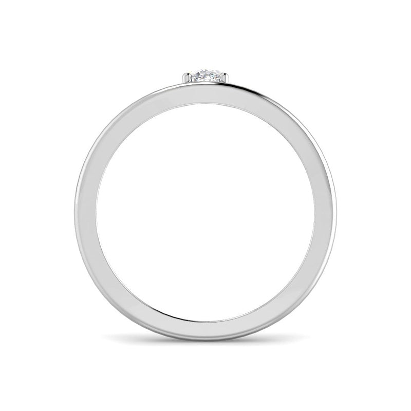 Double Band Ring w. Oval Diamond (White Gold)