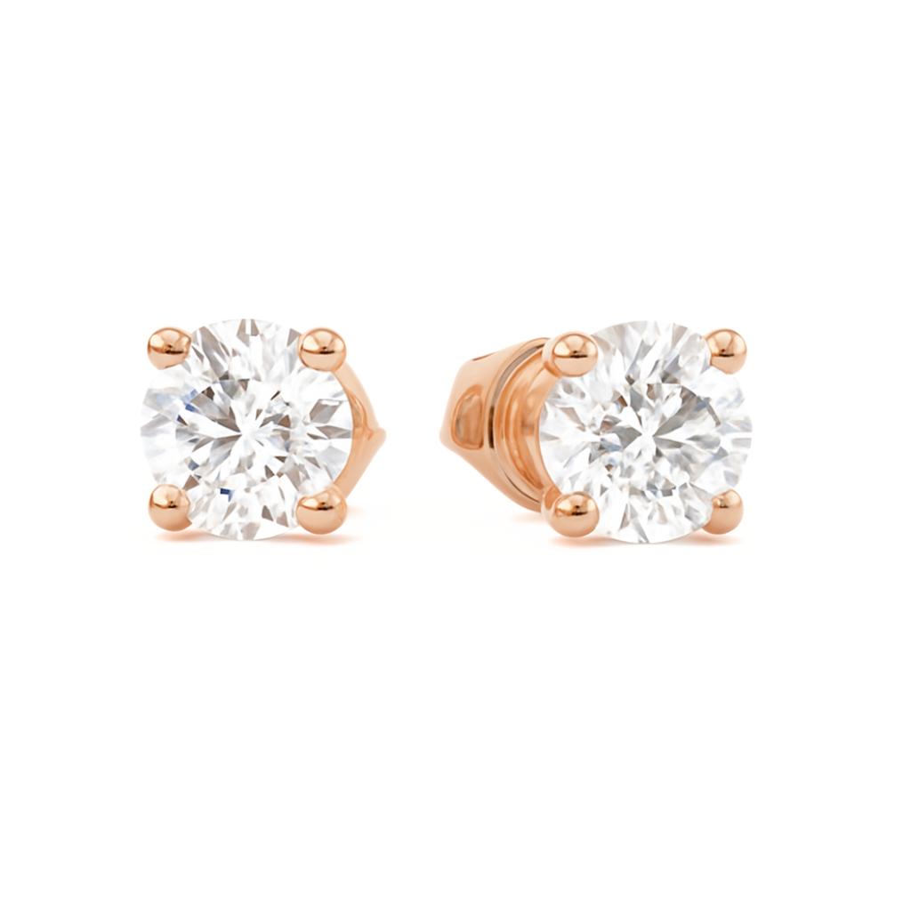 Solitaire Diamond Ear Studs (Rose Gold)